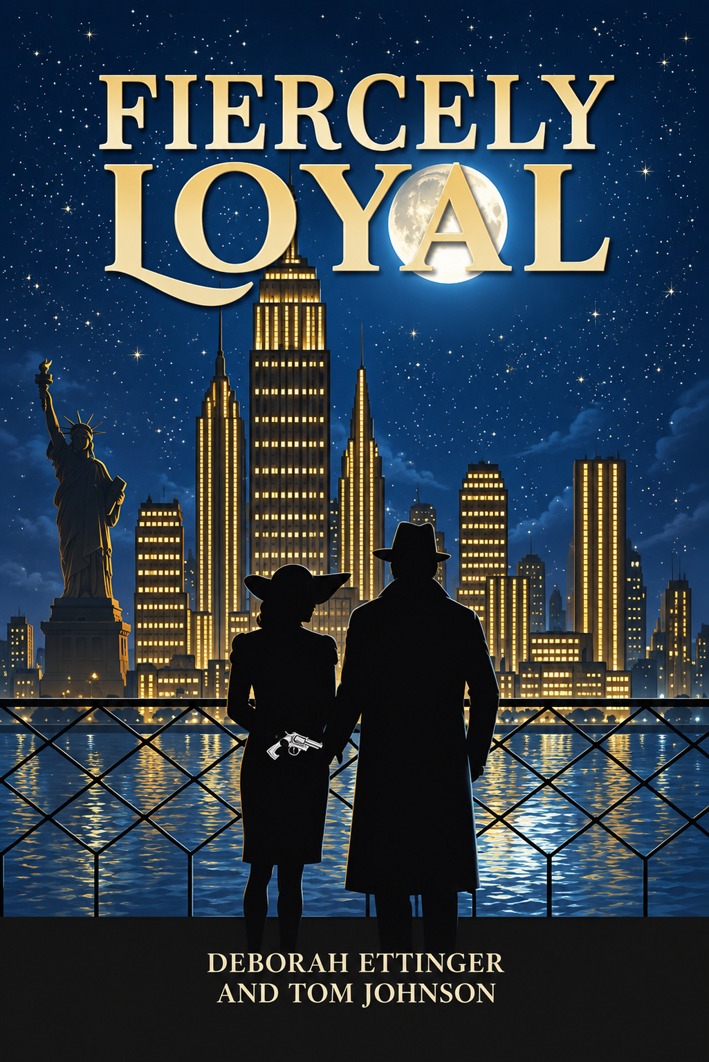 Fiercely Loyal book cover — a silhouetted couple before a moonlit New York skyline